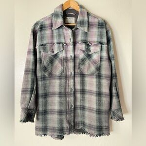 We The Free Plaid Shacket in Black, Gray & Pink